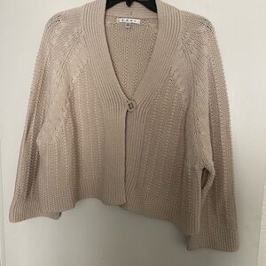 CAbi Cream Cardigan Cropped V-Neck Sweater